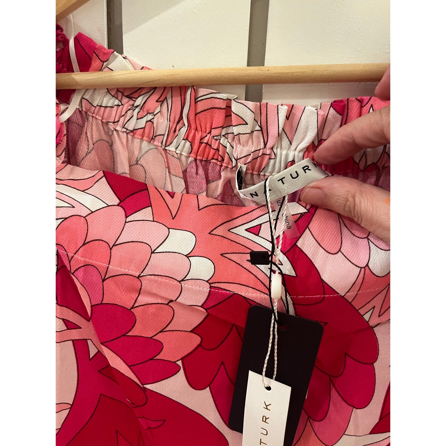 Trina Turk Pink Floral Blouse Off Shoulder NWT