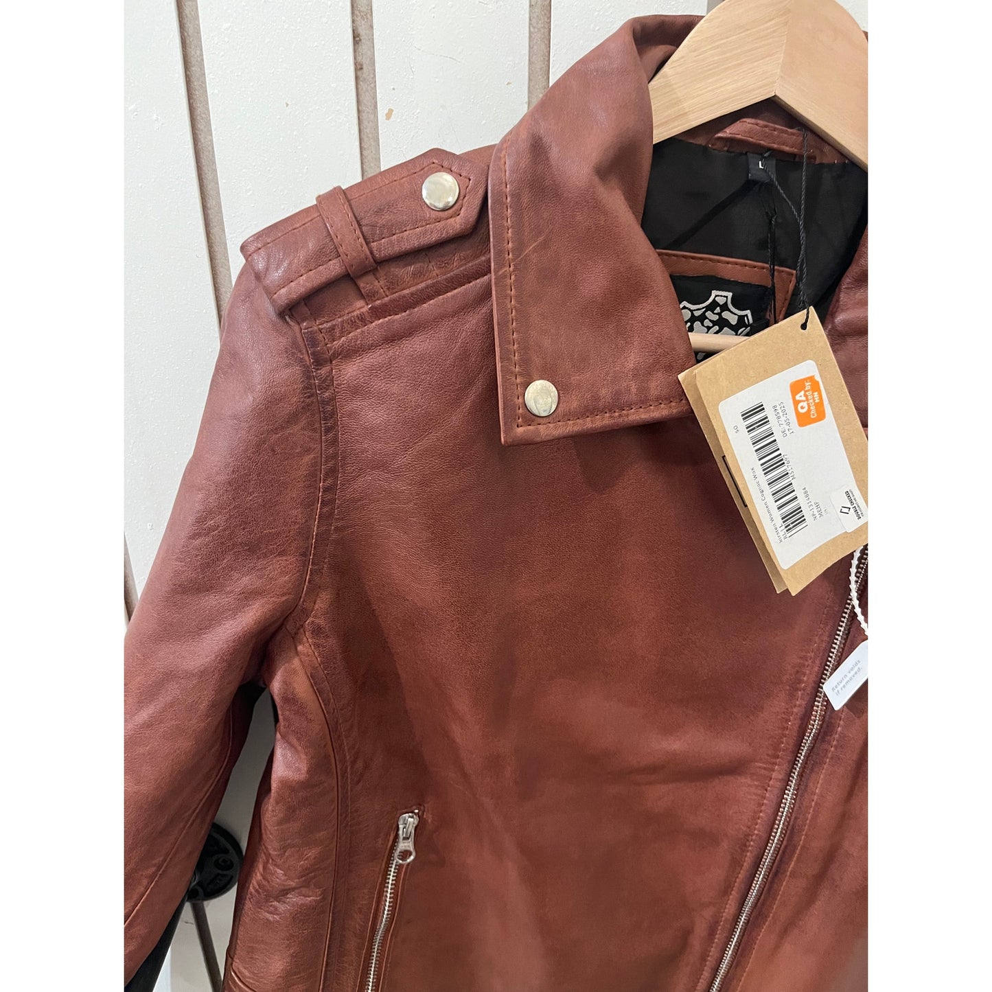 Decrum Genuine Kirsten Womens Leather Jacket Cognac - Size L