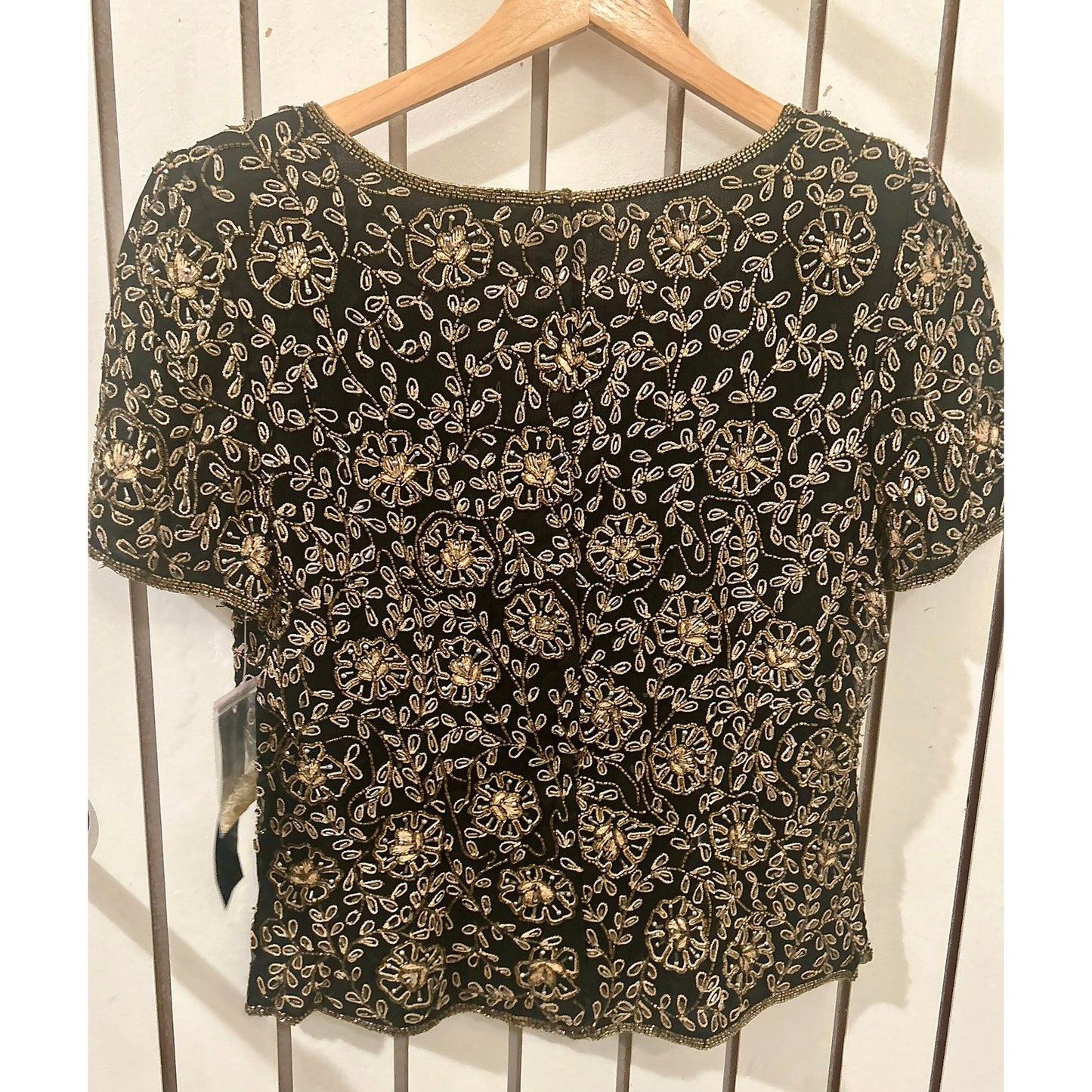 Anthropologie Chaudry Silk Beaded Blouse Size M