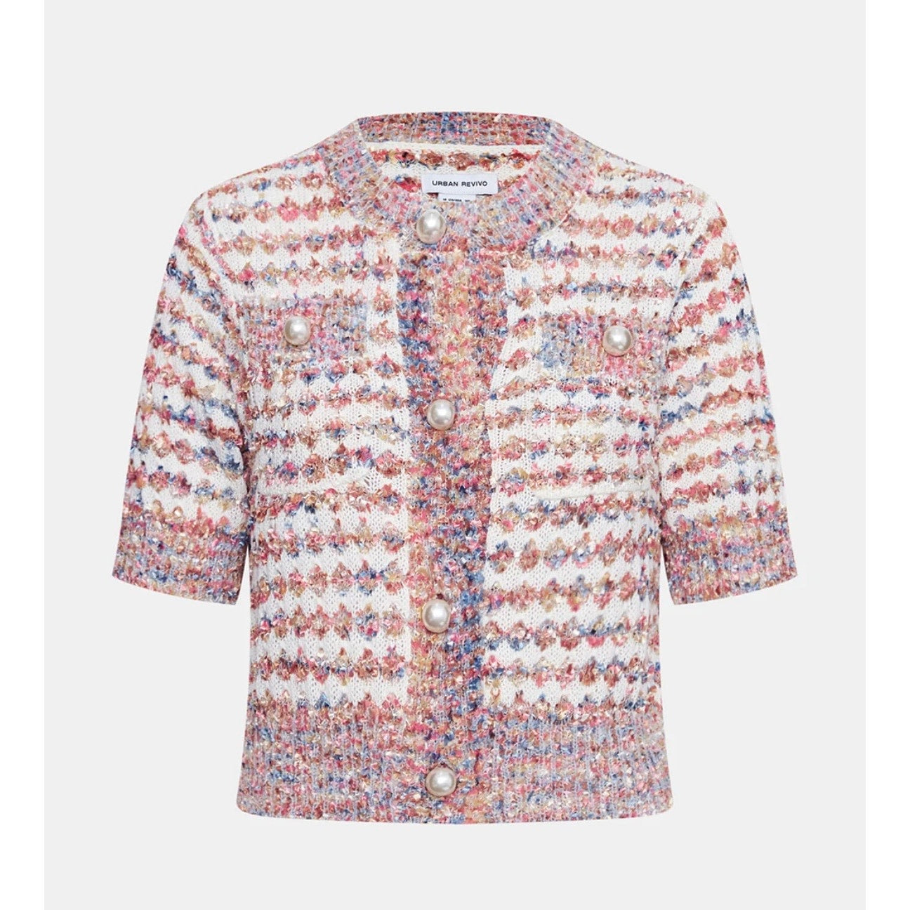 Urban Revivo Knit Sweater with Pearl Buttons Short Sleeved