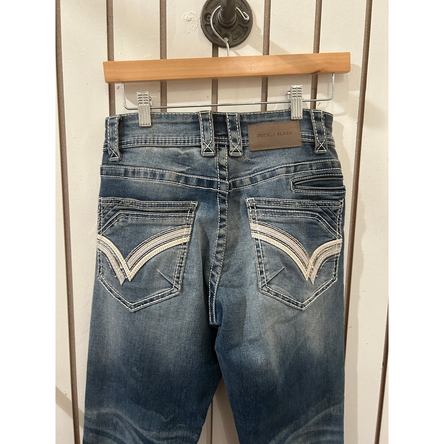 Buckle Black Embellished Denim One of a Kind