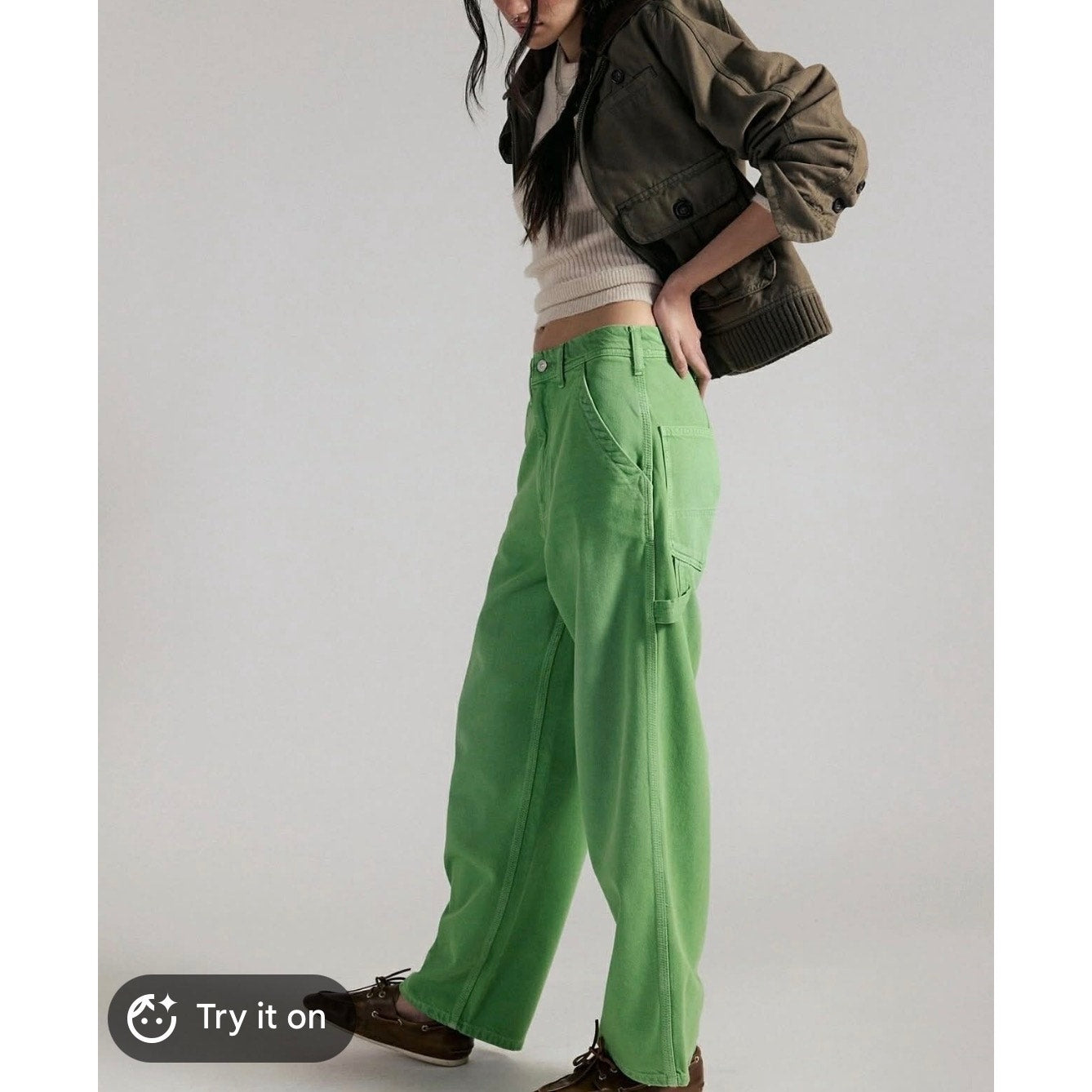 We the Free Free People Green Denim Jeans size 30