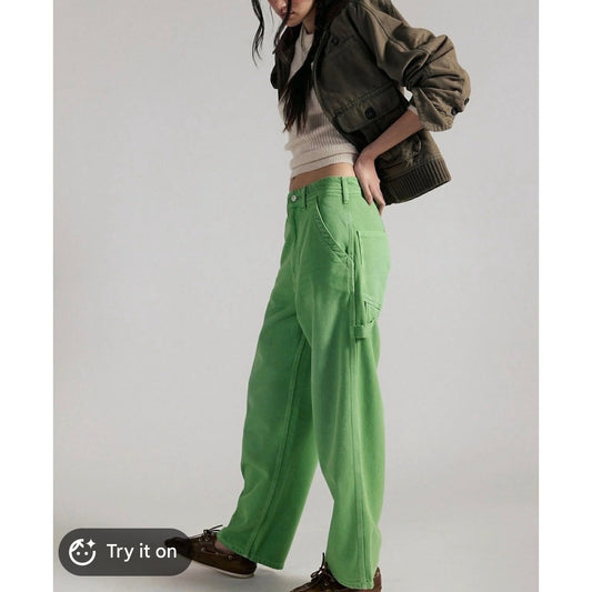 We the Free Free People Green Denim Jeans size 30