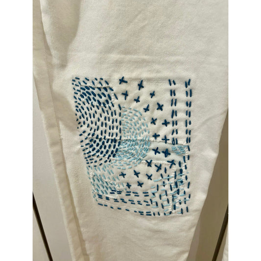 White Express Jeans Embroidered Size 10R