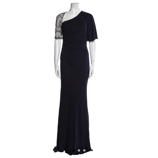 Badgley Mischka Formal Navy Blue Maxi Dress Size 2