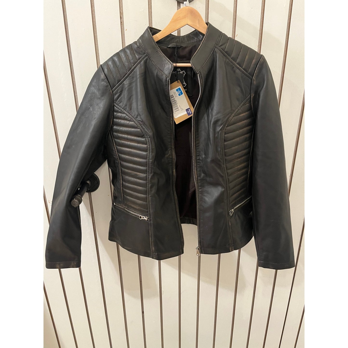 Decrum N-185 Genuine Leather Jacket - Rub Off Brown Size XL NWT