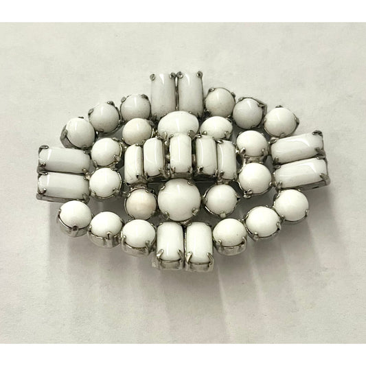 Vintage Milk Glass Brooch