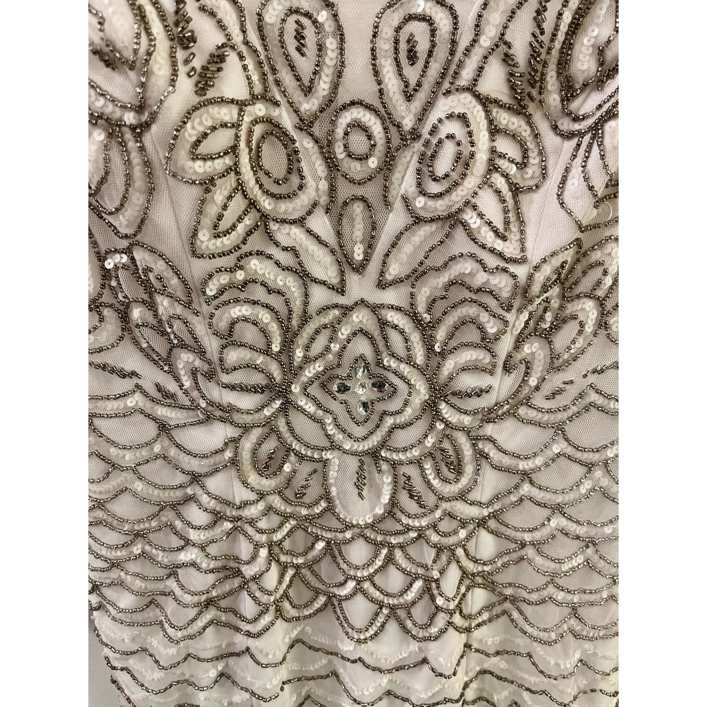 FEM Dress White Lace and Silver Beaded NWT