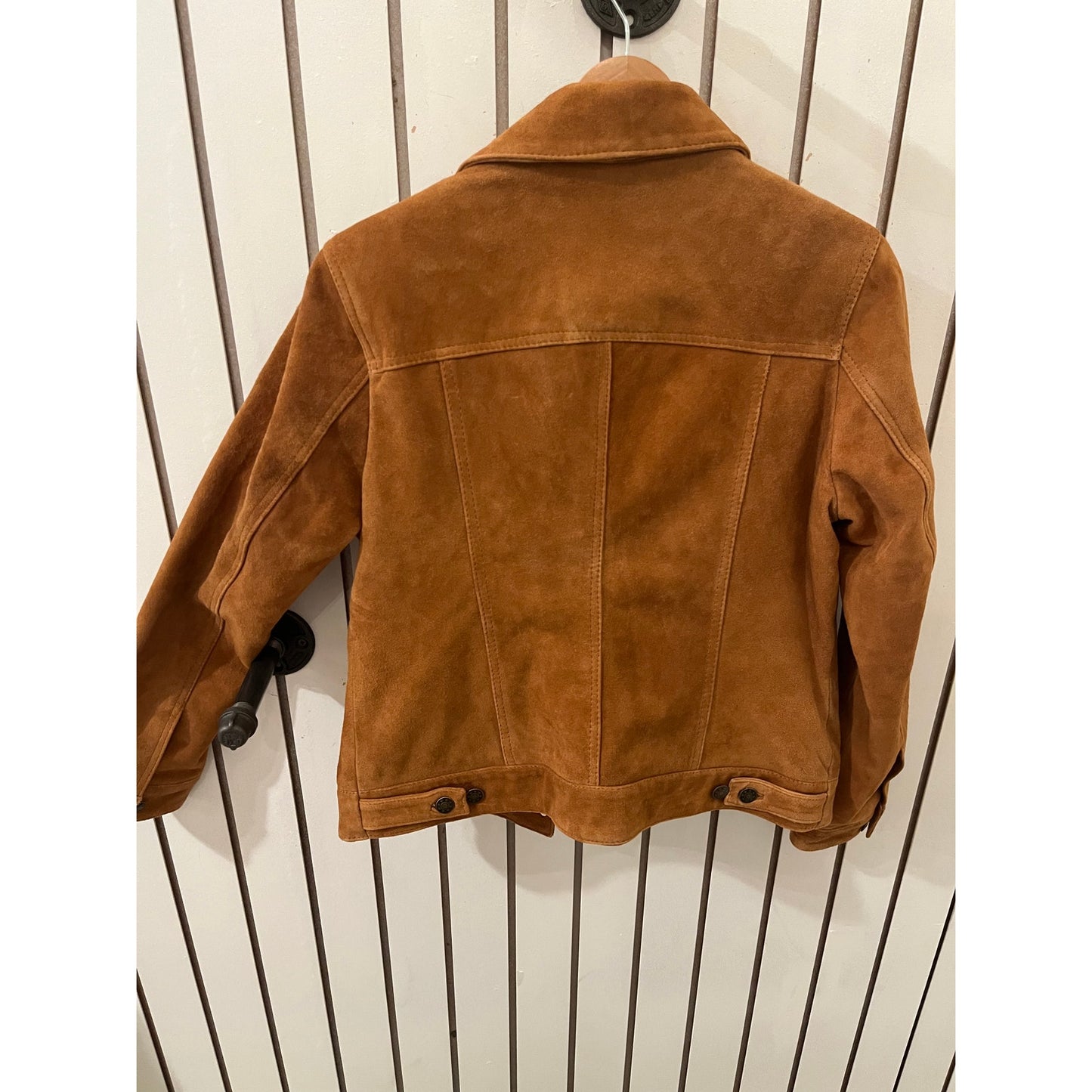 Decrum Fernando Trucker Womens Genuine Suede Jacket Light Brown - Size S