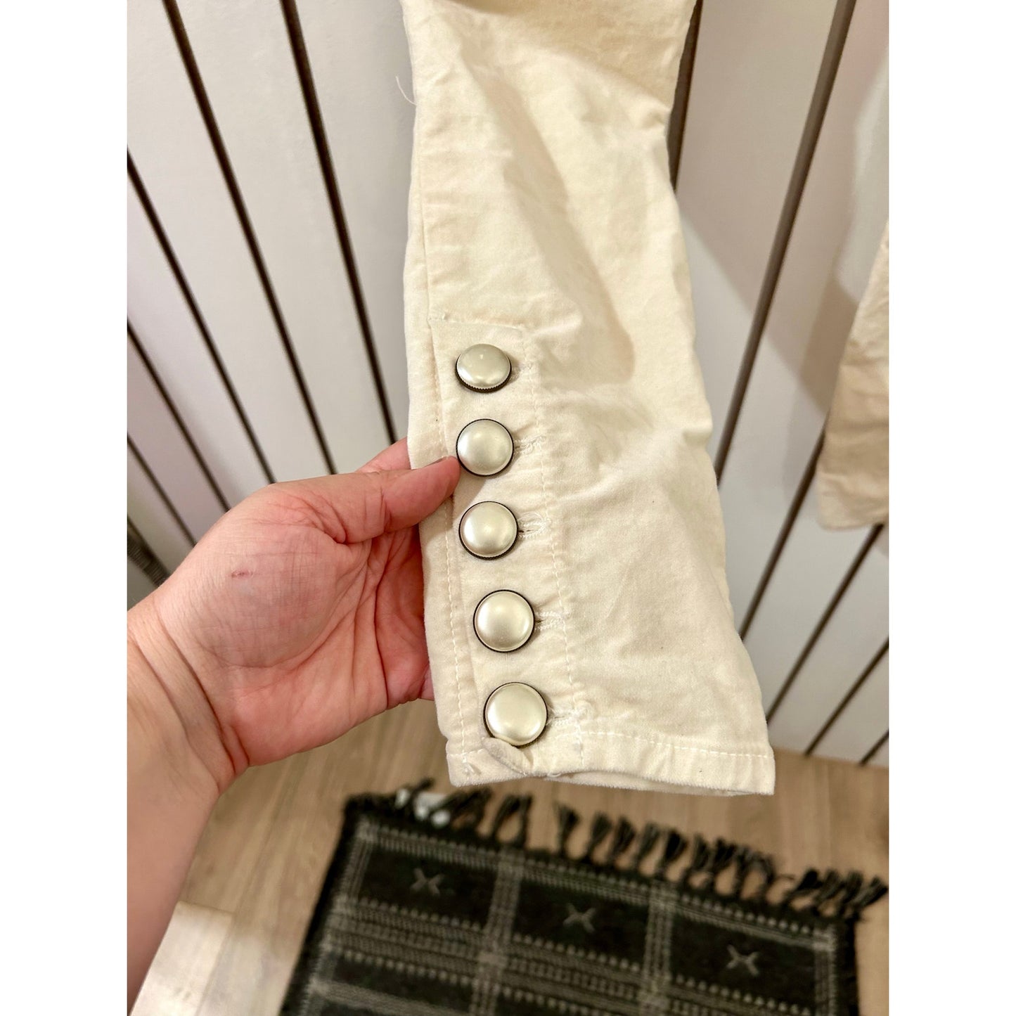 L’Agence Velvet Cream Pants with Pearl Detail Size 25