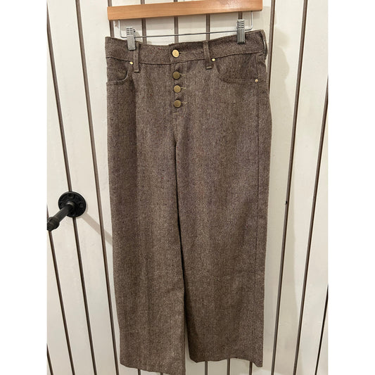 Fidelity Brown Tan Speckled Gold Crop Wide Leg Pants Size 27"
