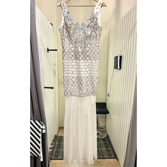FEM Dress White Lace and Silver Beaded NWT