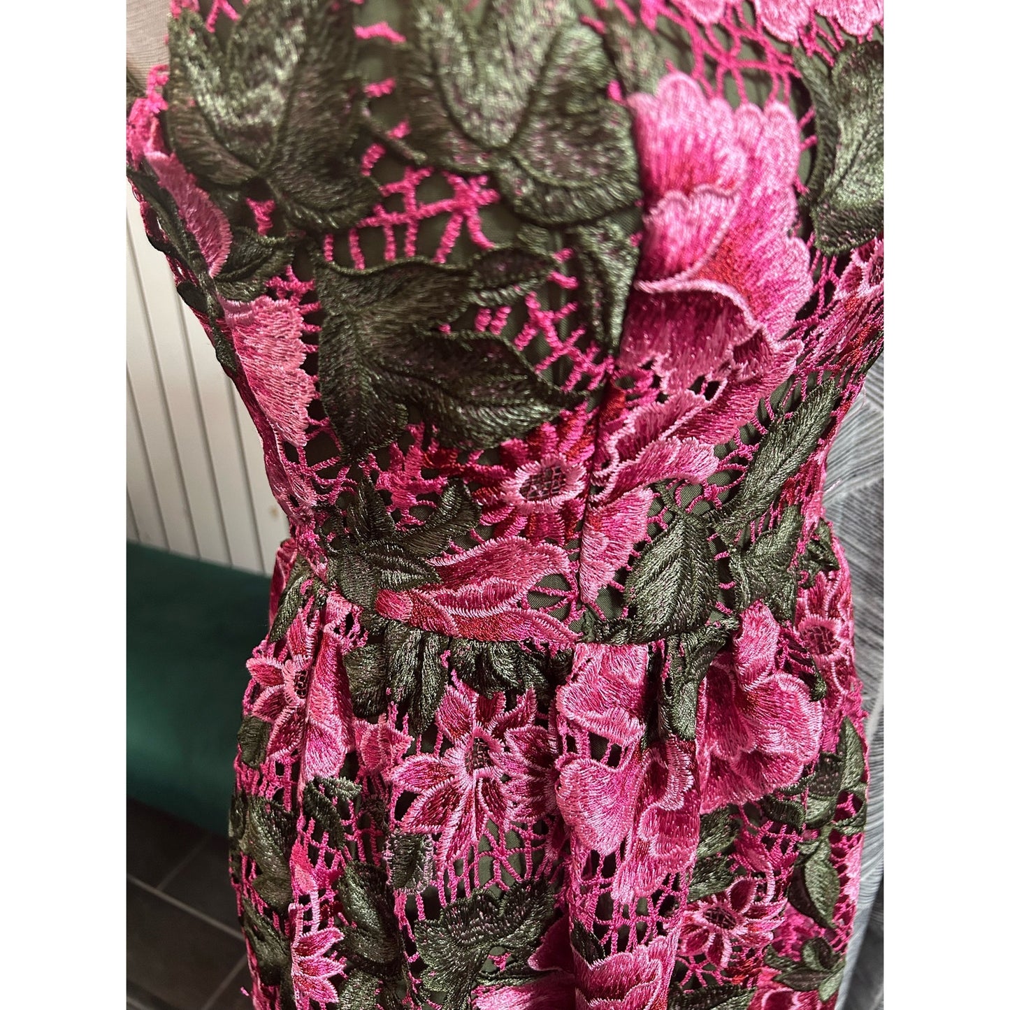 Anthropologie x Eri + Ali Laila Floral Dress Green and Pink NWOT