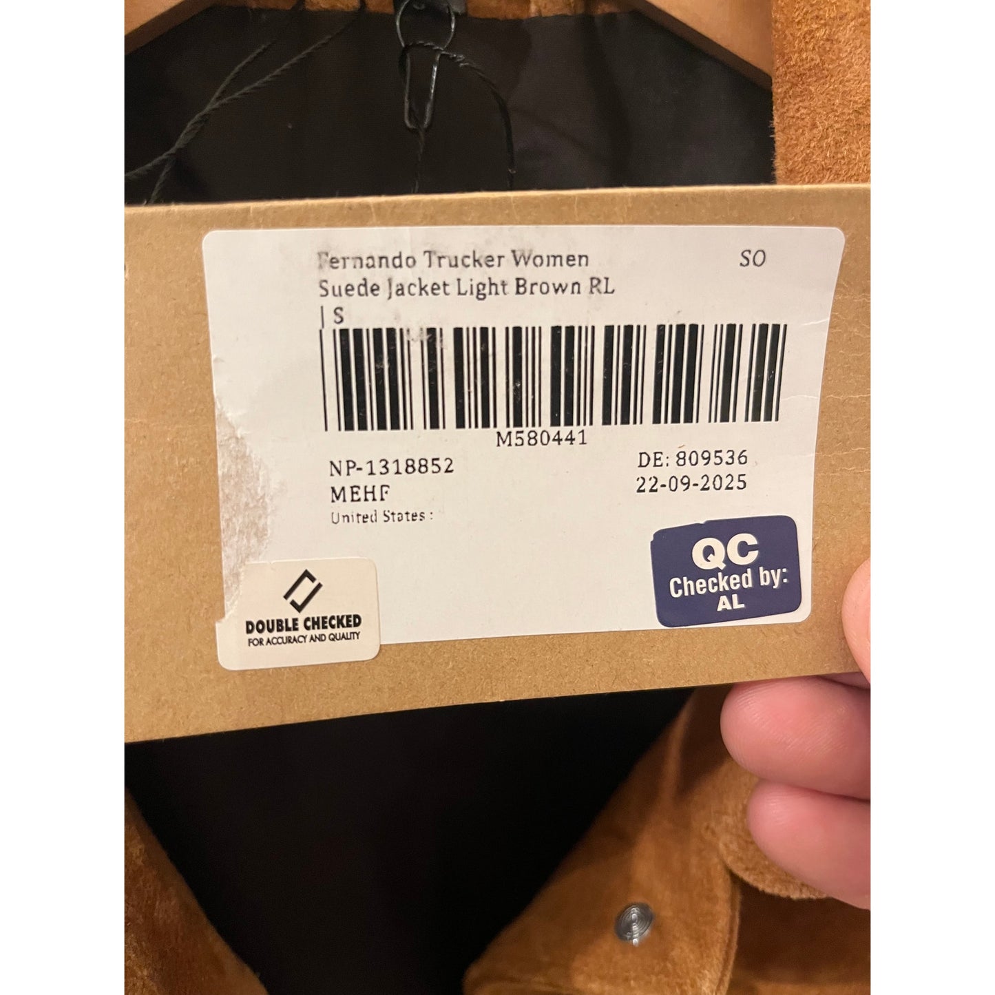 Decrum Fernando Trucker Womens Genuine Suede Jacket Light Brown - Size S