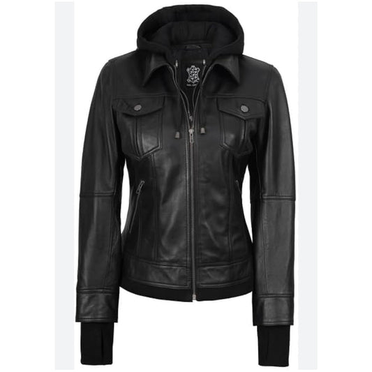 Decrum Betty with Removal Hood Genuine Leather Size XL Jacket