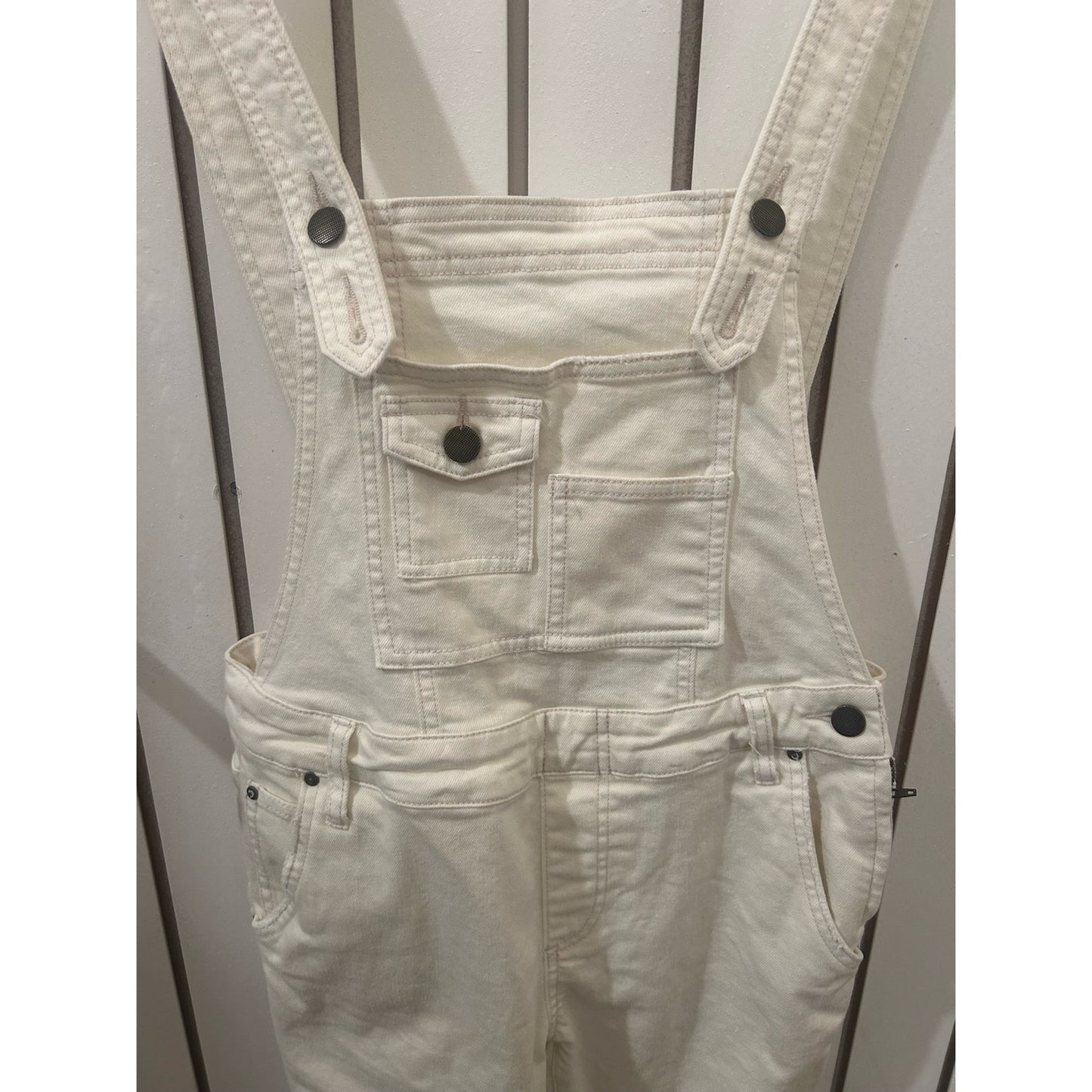 Free People Cream Overalls Size 27