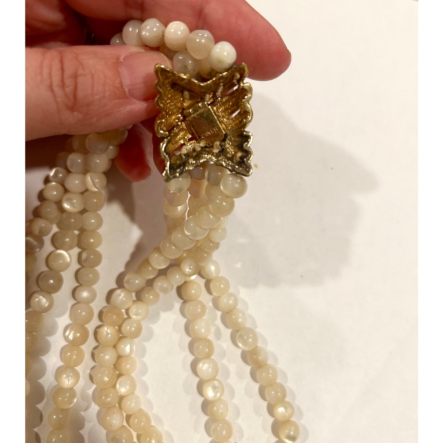 CINER Four Strand Pearl Necklace with Gold Clasp