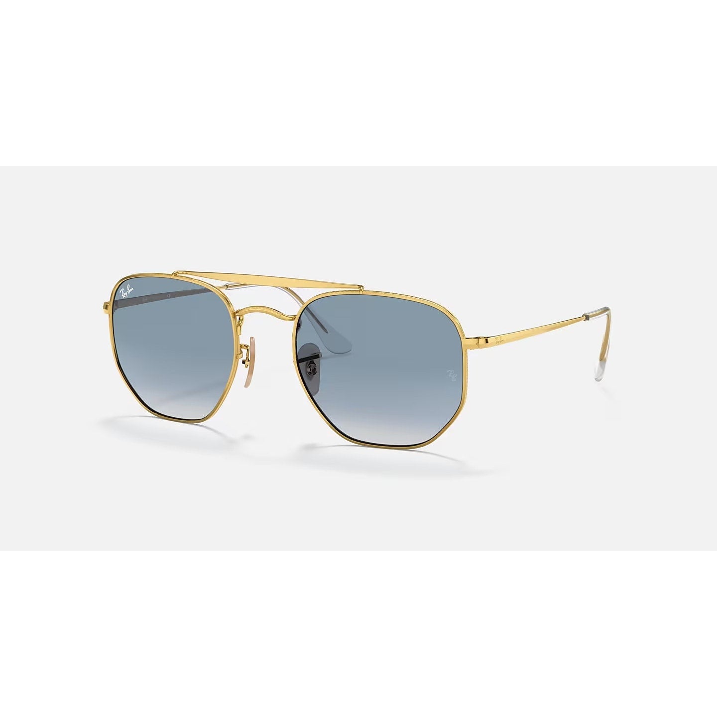 Ray-Ban The Marshall Sunglasses Gold Rim Light Blue Lenses Brand New
