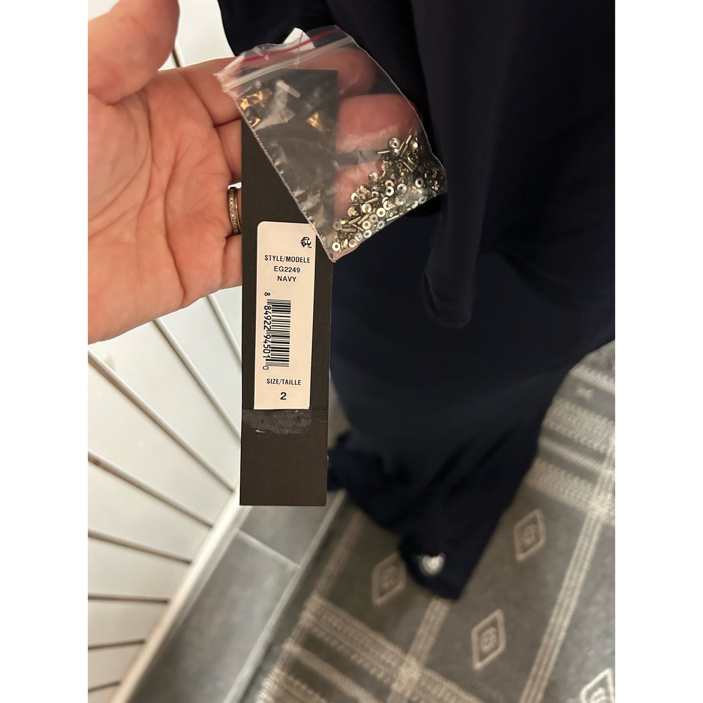 Badgley Mischka Formal Navy Blue Maxi Dress Size 2