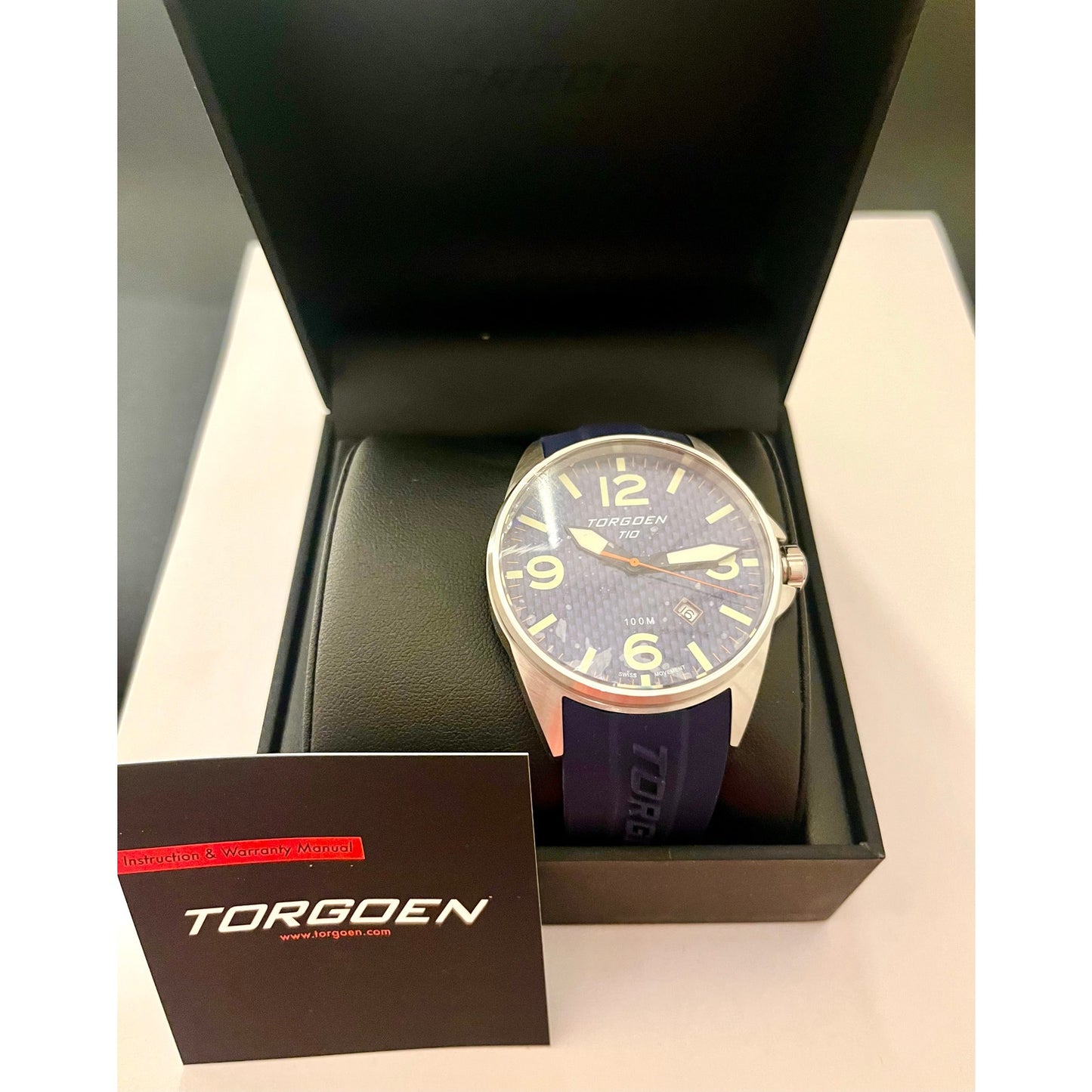 Torgoen T10 Bluebird Carbon Sapphire Watch New In Box