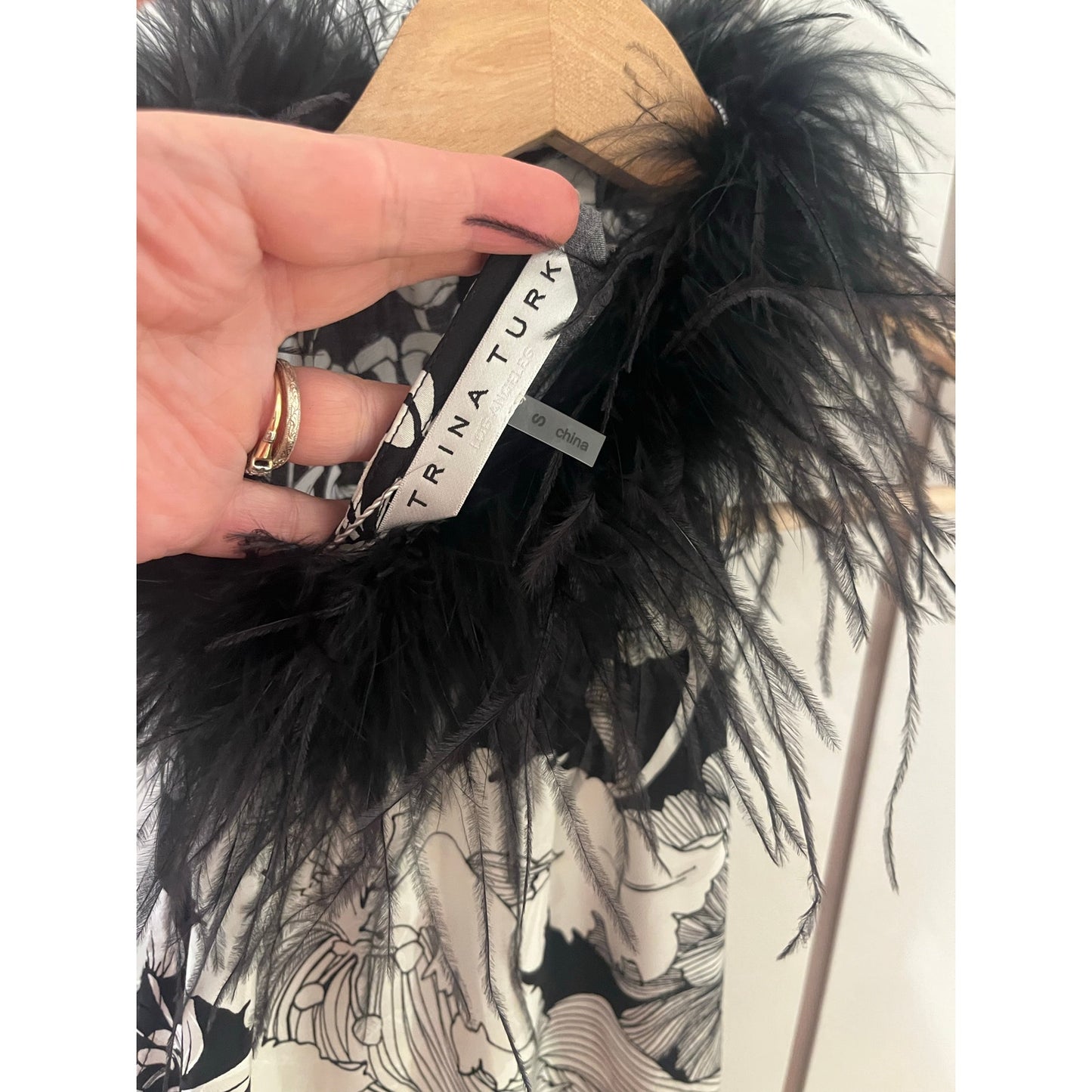 Trina Turk Blouse with Feathers