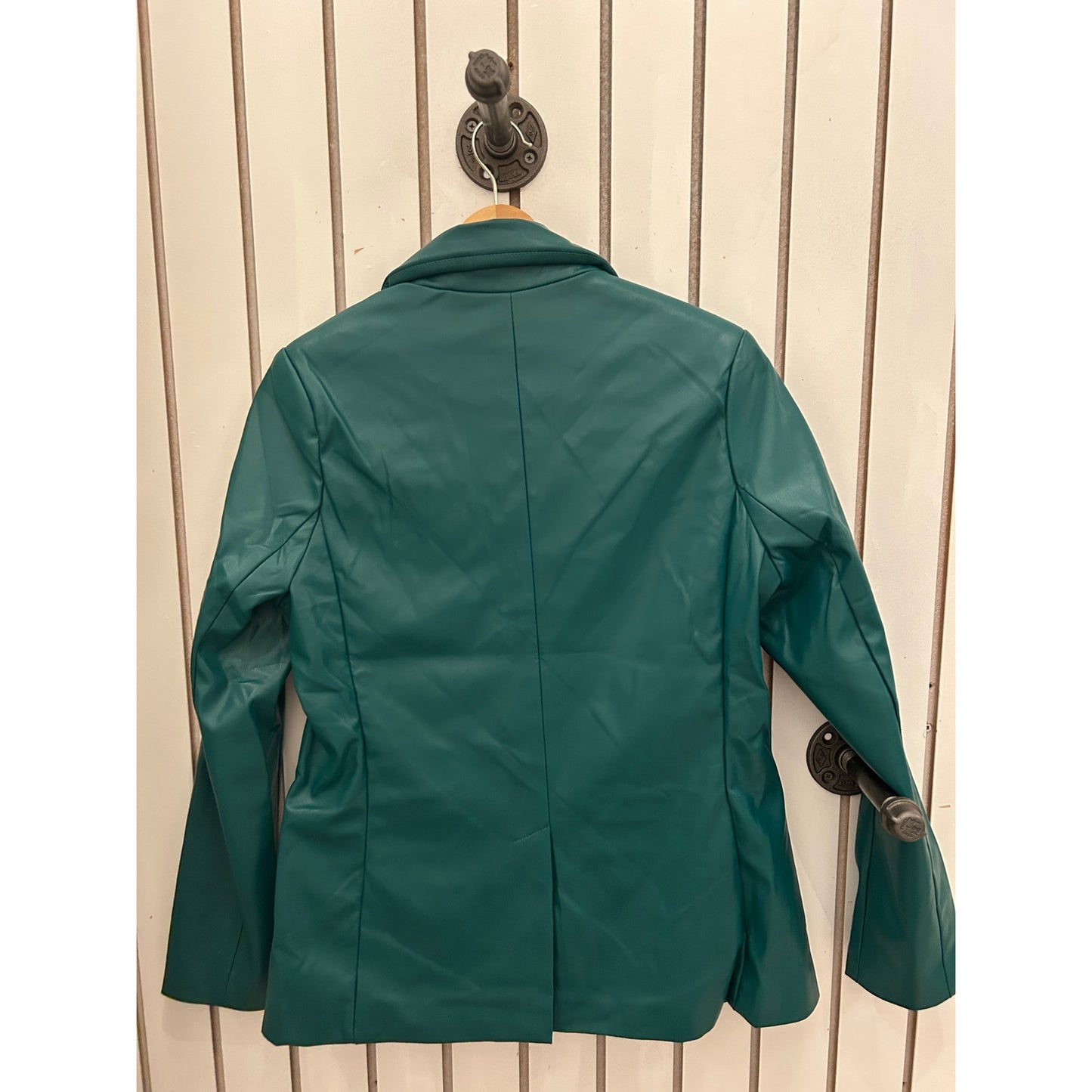 OnTwelfth Faux Green Leather Blazer