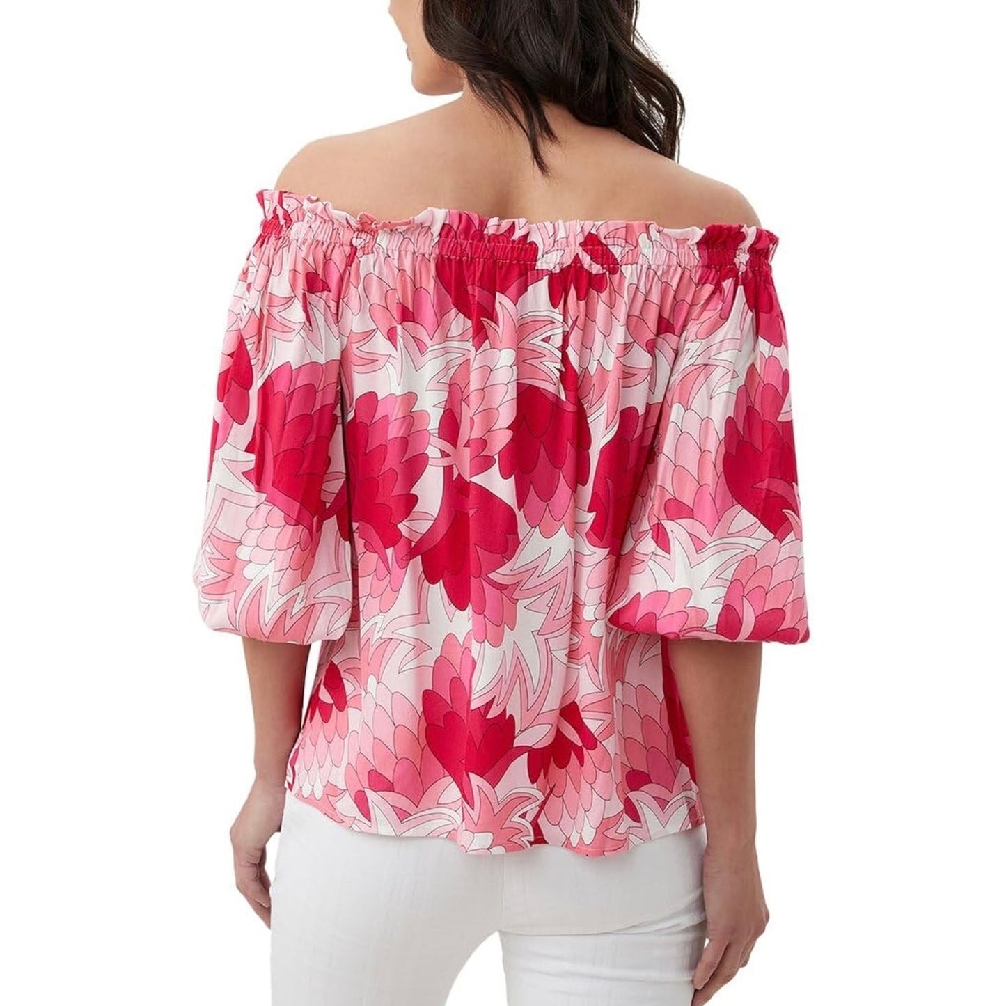 Trina Turk Pink Floral Blouse Off Shoulder NWT