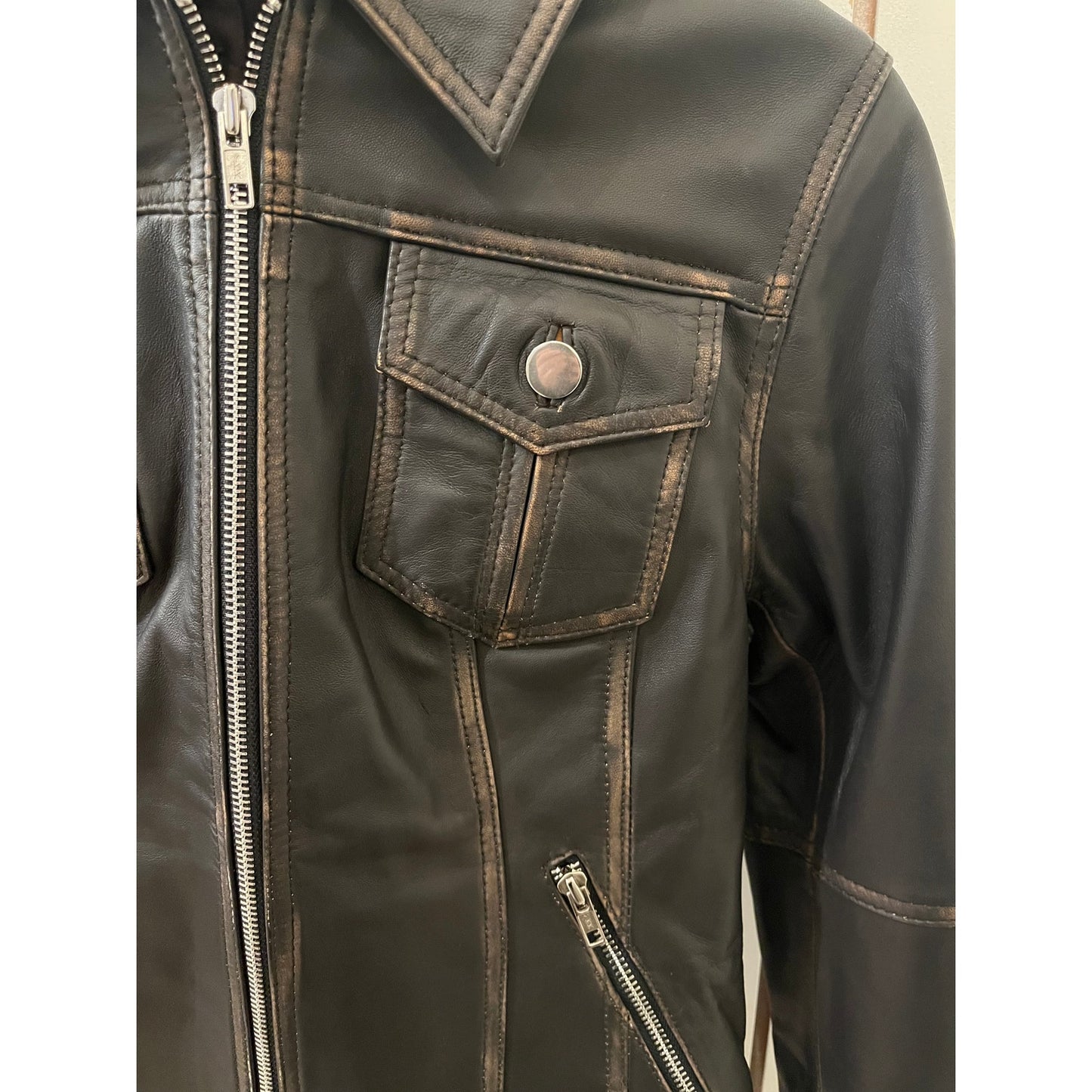 Decrum Genuine Leather Tralee Women Dark Brown Bomber Jacket With Removable Hood - S