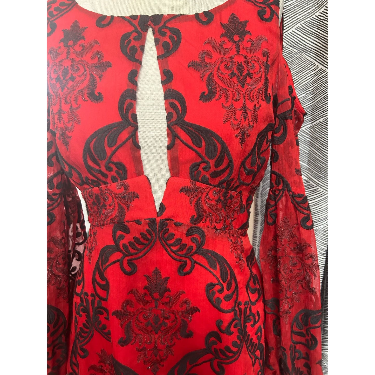 Free People Want to Want Me Mini Dress.  Red/Black Size 4