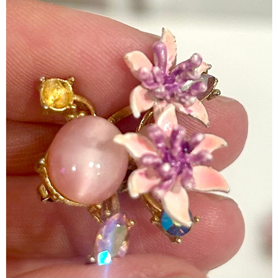 Vintage Corocraft Brooch and Clip-On Earring Set