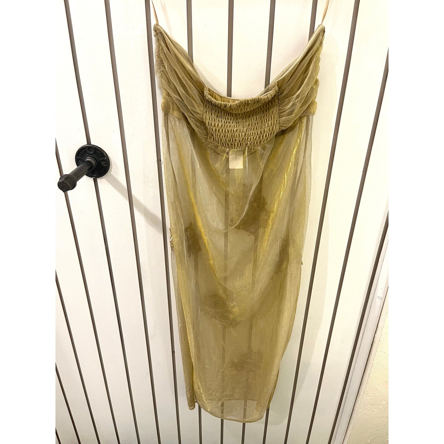 Anthropologie Embellished One of a Kind Gold Slip Dress