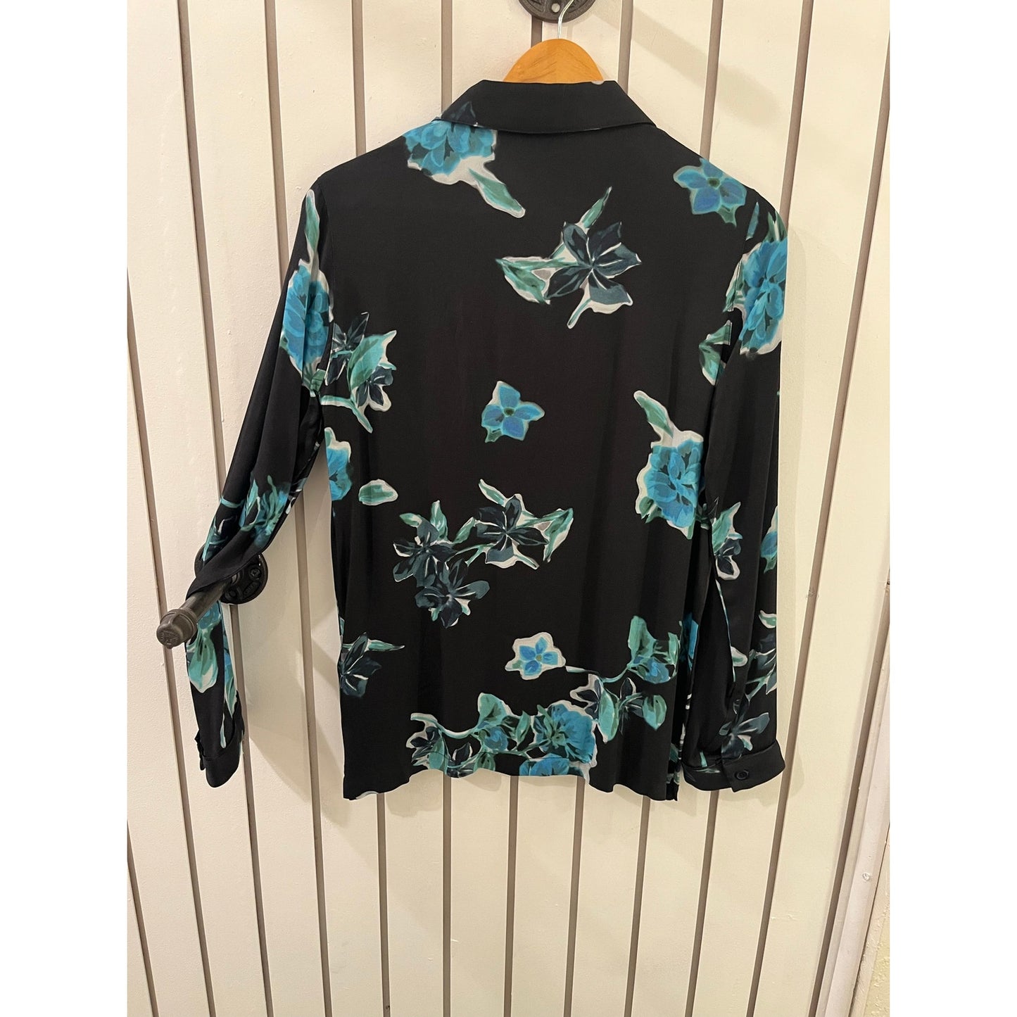 The Kooples Black and Blue Floral Blouse Size 0