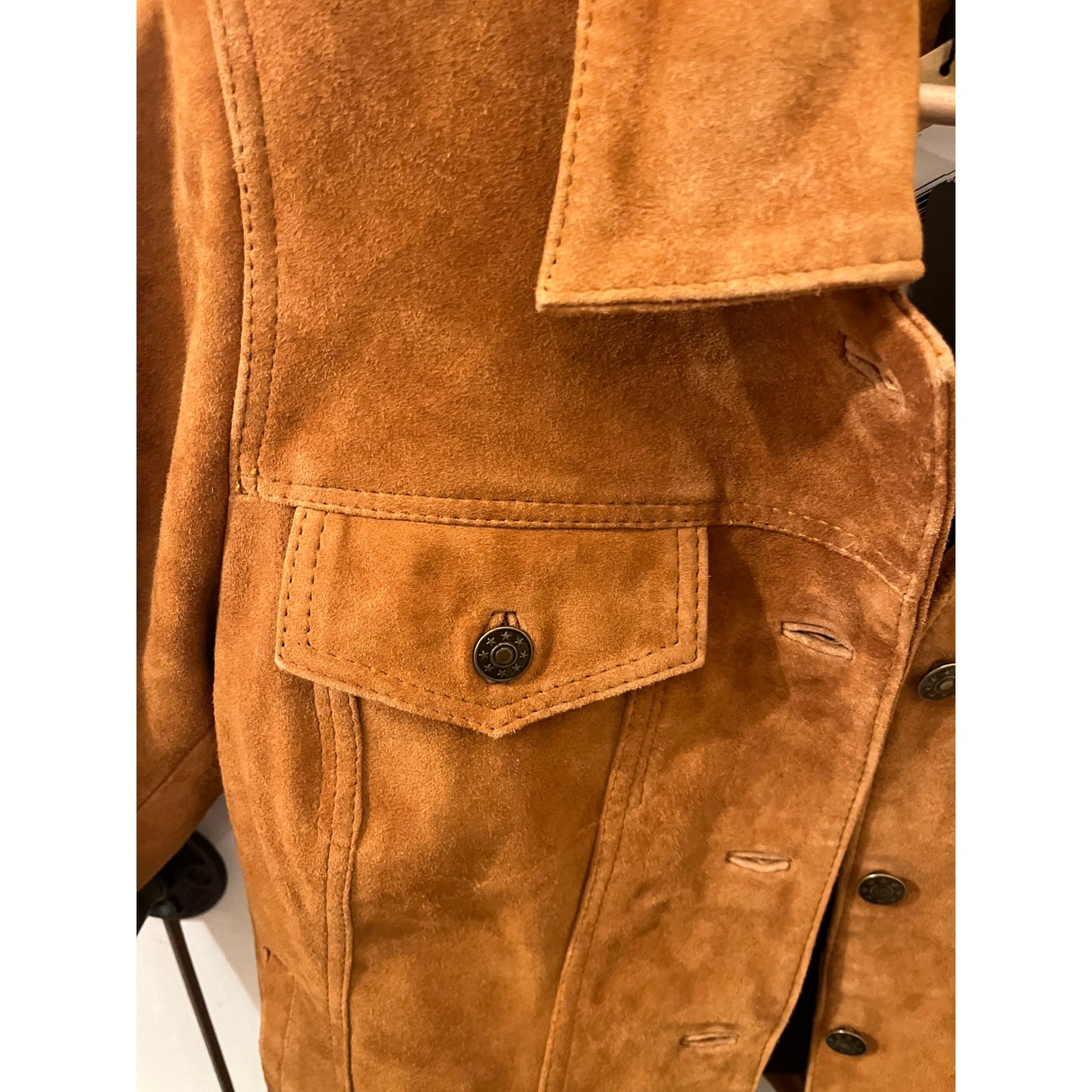 Decrum Fernando Trucker Womens Genuine Suede Jacket Light Brown - Size S