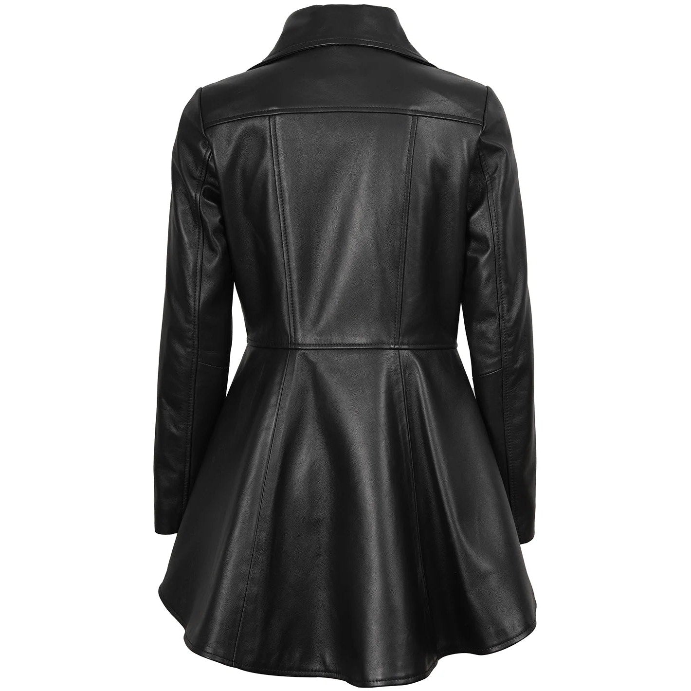 Decrum Genuine Leather Jacket - Clarissa Womens Black Asymmetrical Peplum - L