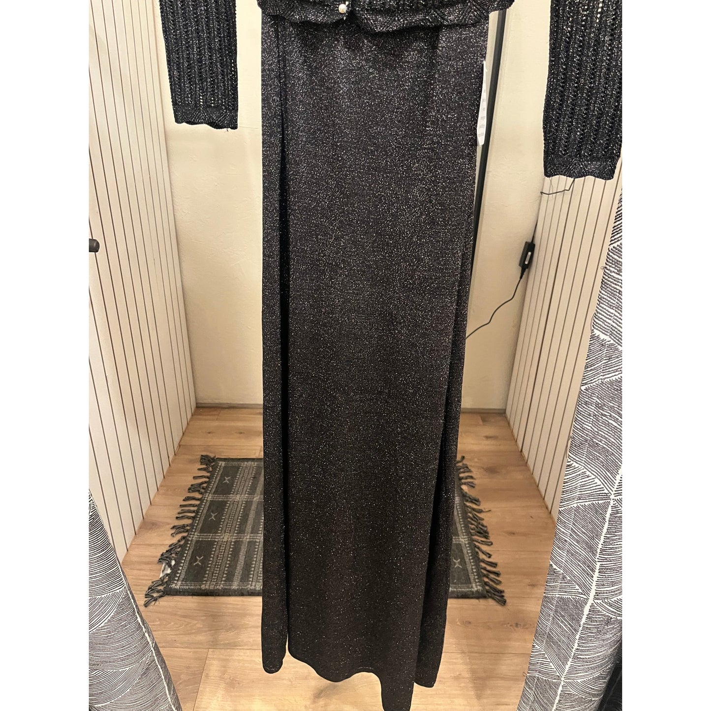 Taylor Sweater Dress Black and Silver NWOT