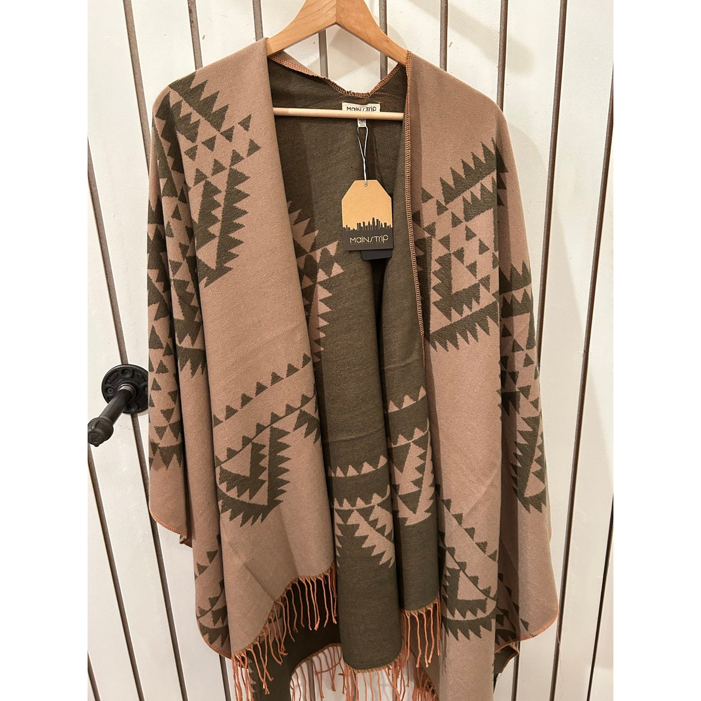 Mainstrip Reversible Poncho Tan and Brown