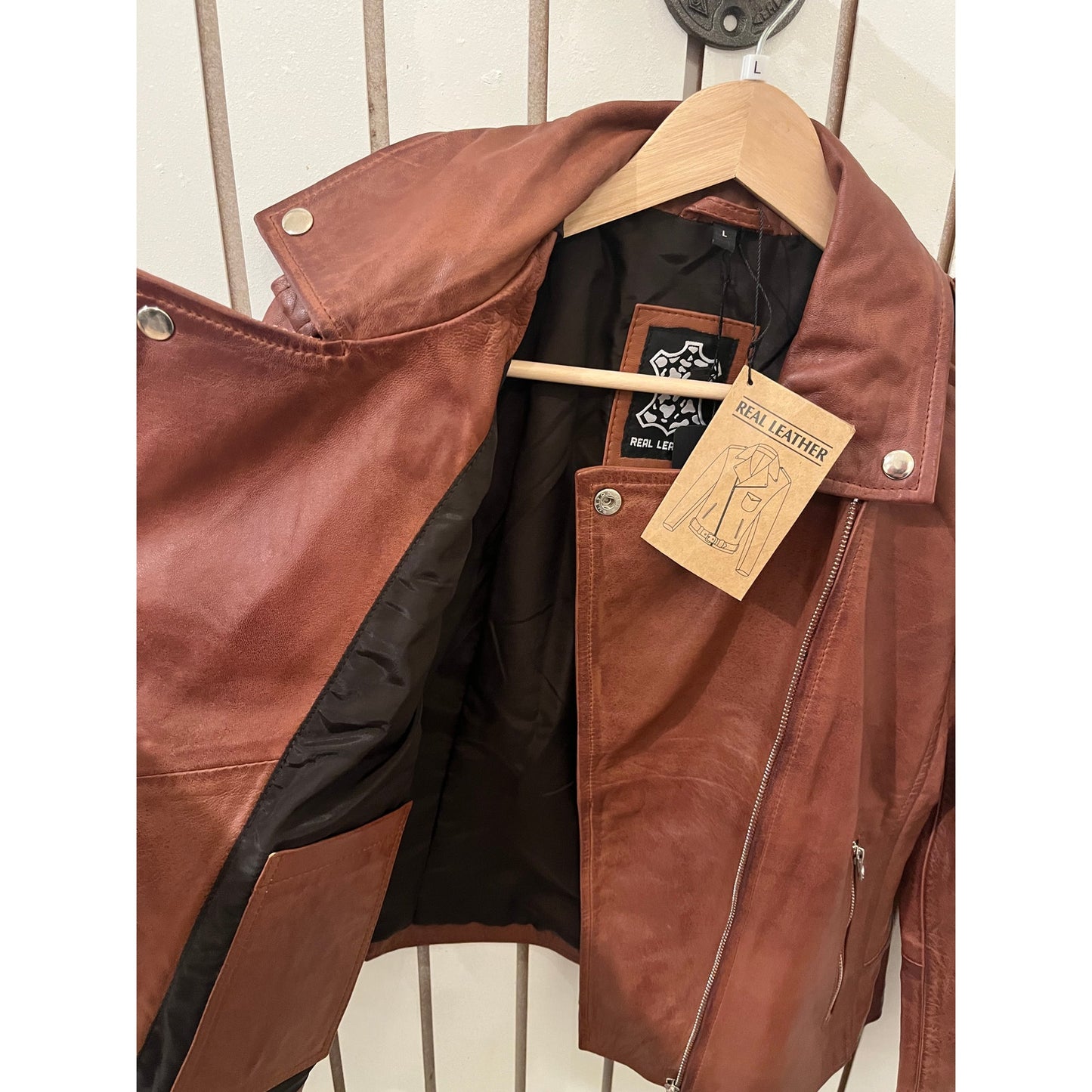 Decrum Genuine Kirsten Womens Leather Jacket Cognac - Size L