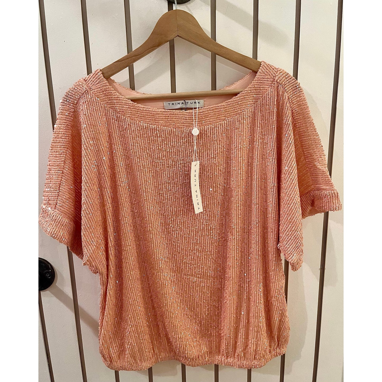 Trina Turk Pink Sequin Blouse NWT