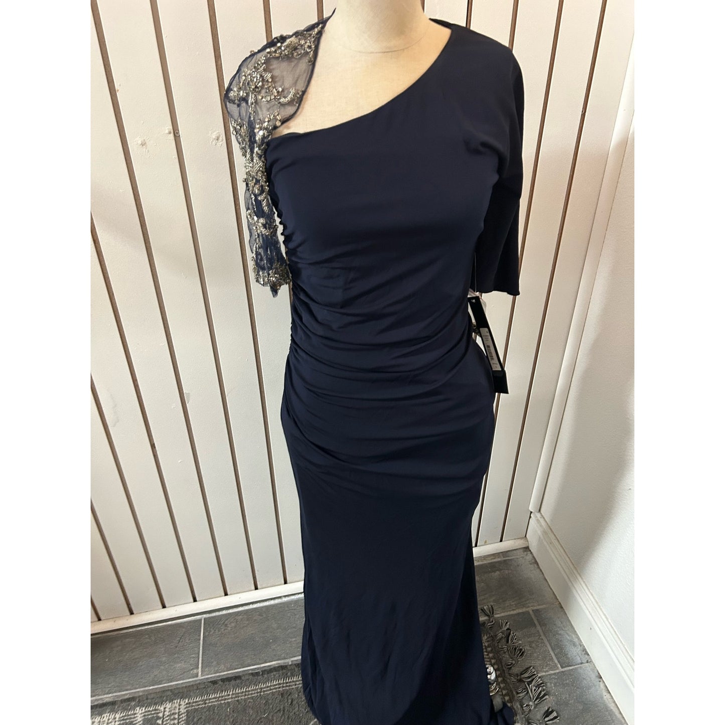 Badgley Mischka Formal Navy Blue Maxi Dress Size 2