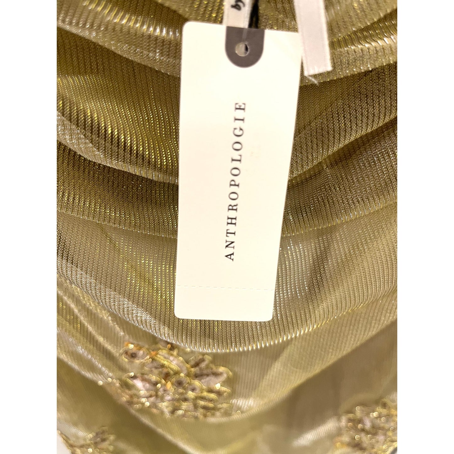 Anthropologie Embellished One of a Kind Gold Slip Dress
