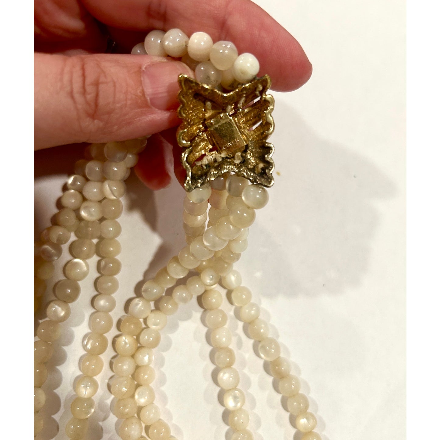 CINER Four Strand Pearl Necklace with Gold Clasp