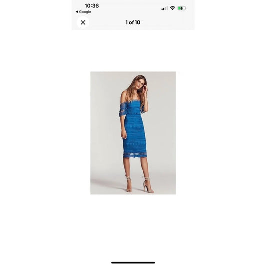 Saylor x Free People Mariah Blue Lace Midi Dress