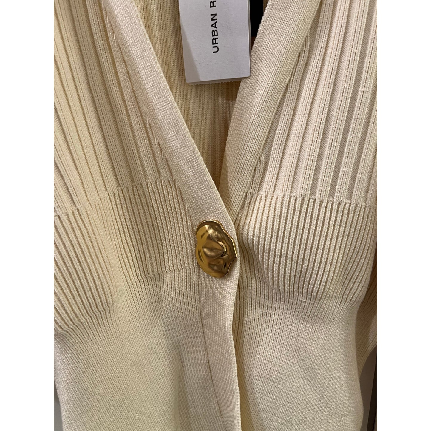 Urban Revivo Cream Cardigan Gold Button
