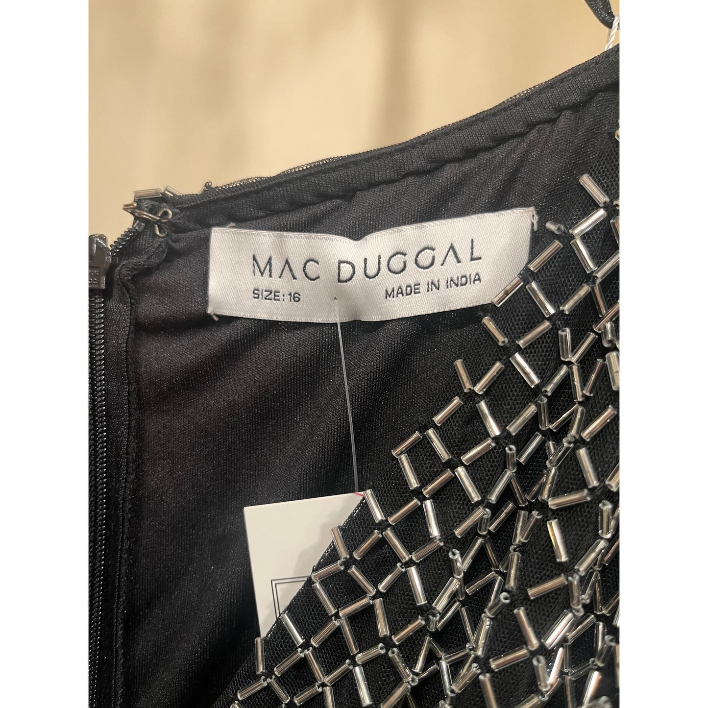 Mac Duggal Black and Silver Style 93787 Size 16 NWT