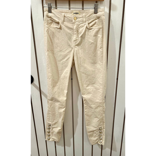 L’Agence Velvet Cream Pants with Pearl Detail Size 25