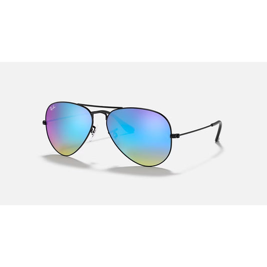 Ray-Ban Aviator Black Rim Flash Lenses Gradient Brand New