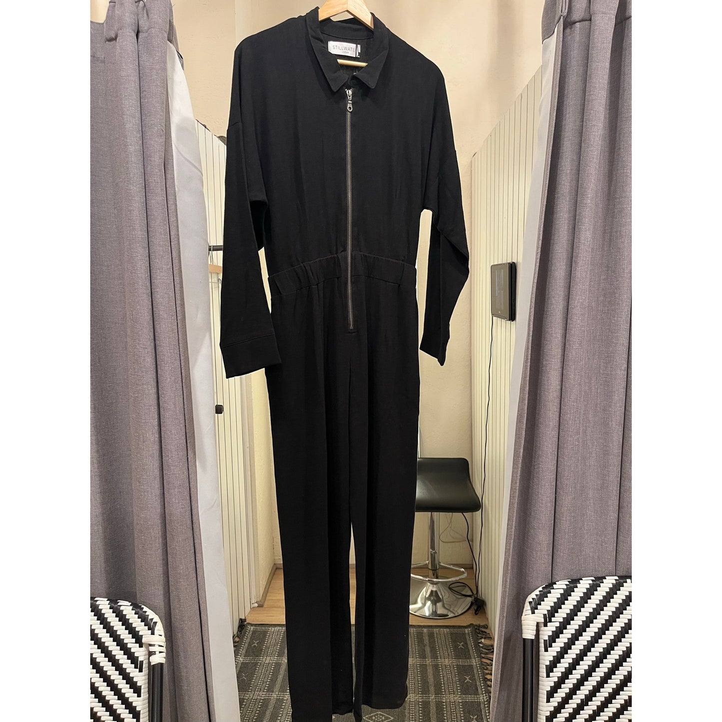 Stillwater Jumpsuit Black Zip Up SZ Large
