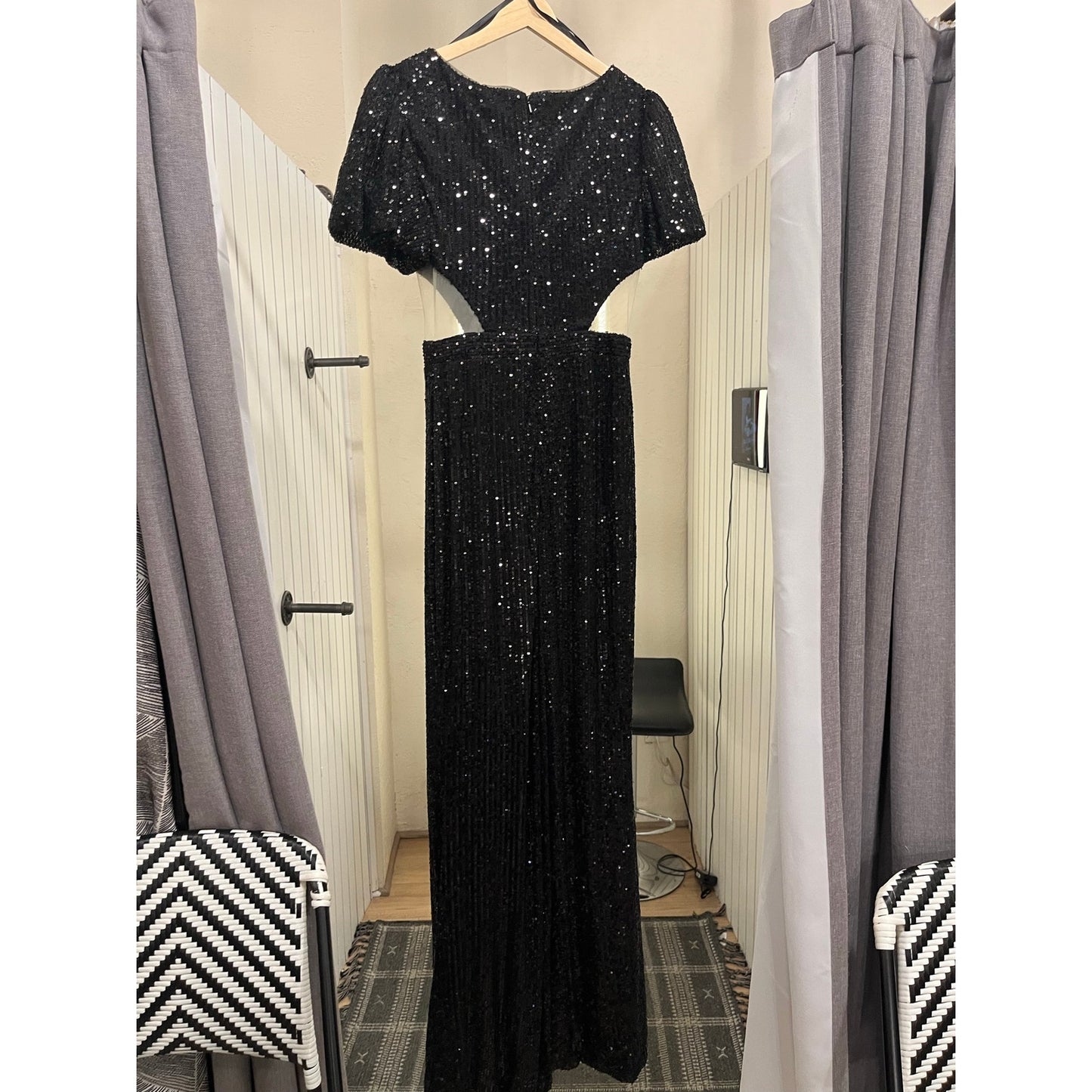 IEENA for MacDuggal Jumpsuit Sequin Black Size 4