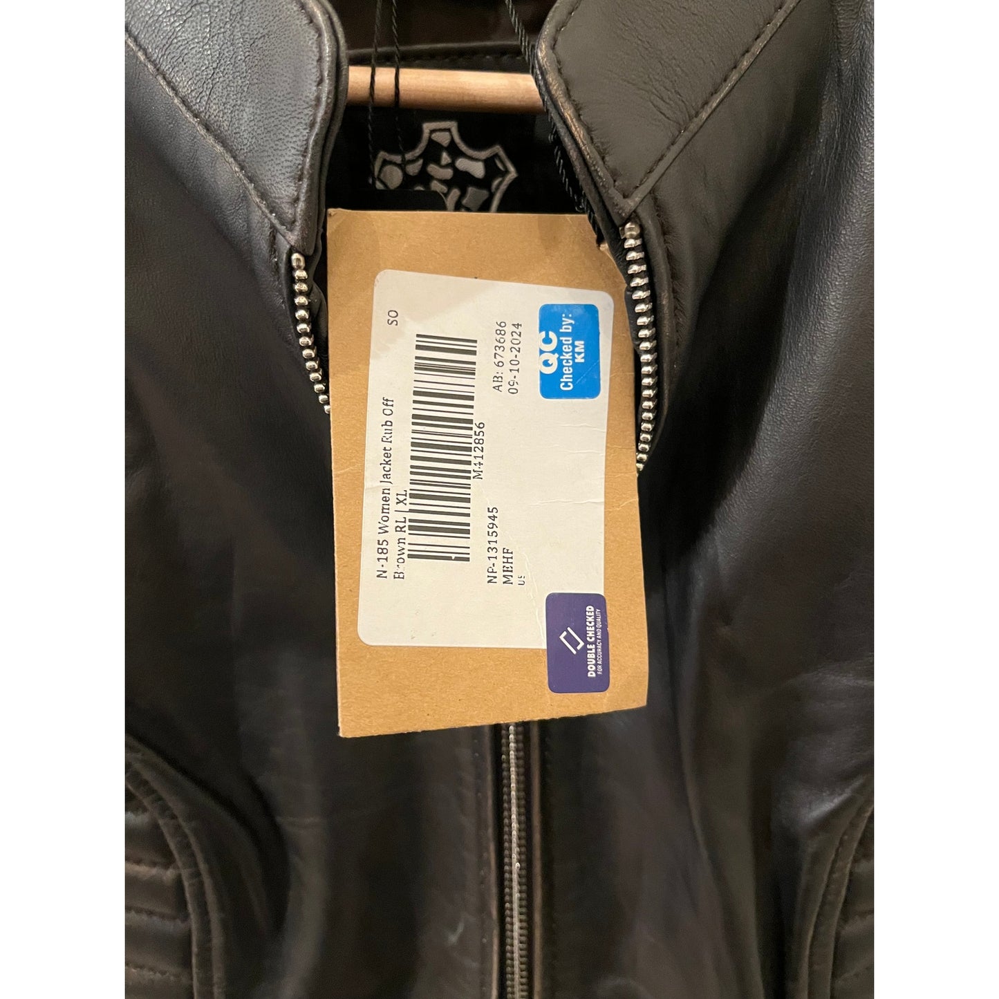 Decrum N-185 Genuine Leather Jacket - Rub Off Brown Size XL NWT