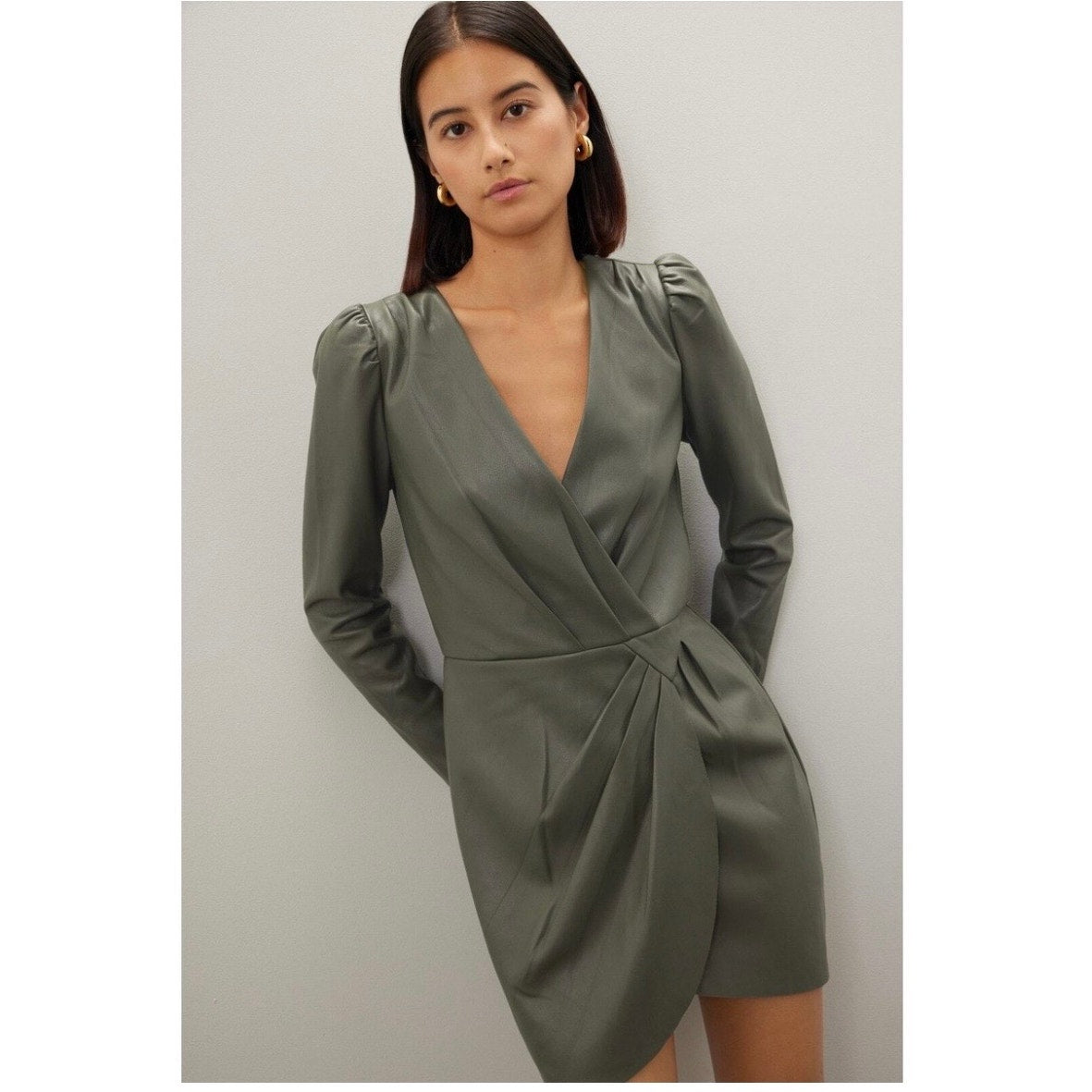 Saylor Grey Faux Leather Dress Size S